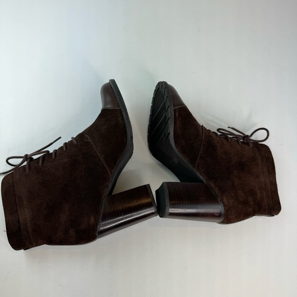 Franco Sarto Ozzie Dark Brown Suede Leather Lace Up Cap Toe Ankle Boot - Picture 8 of 15